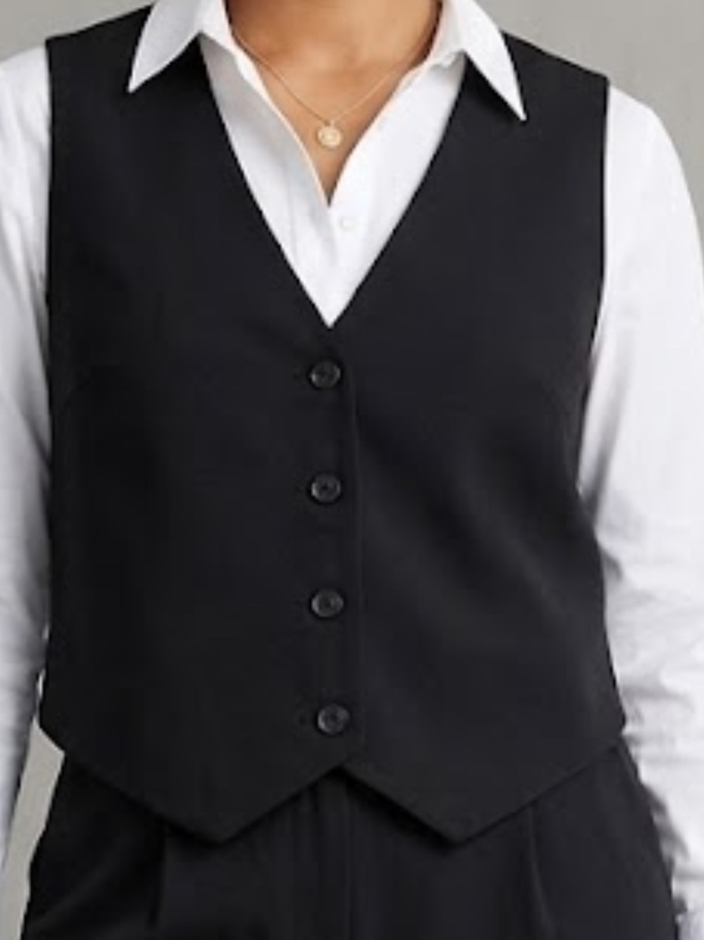 Scoop Linen Blend Black Vest Size S Sleeveless Button Front
